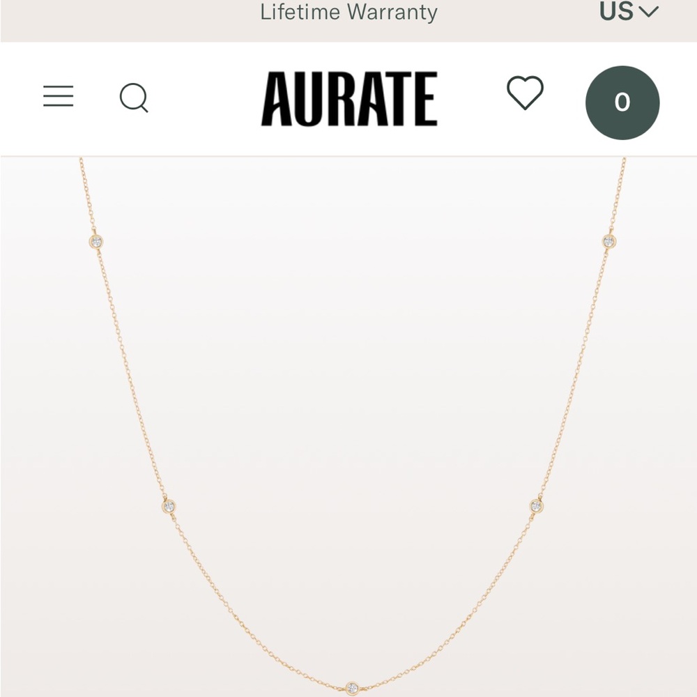 Aurate station white sapphire Necklace- gold vermeil